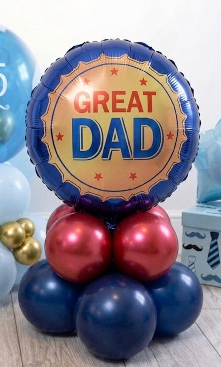Great Dad Red & Navy Balloon Cluster Gift