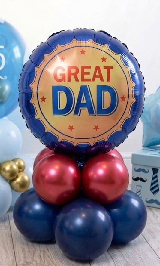 Great Dad Red & Navy Balloon Cluster Gift