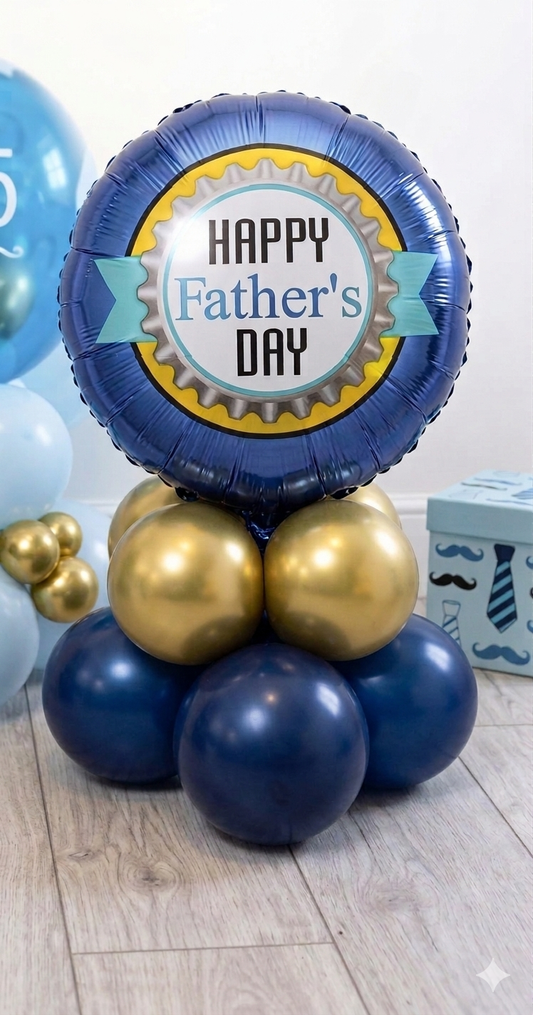 Happy Father's Day Navy & Gold Balloon Cluster Gift